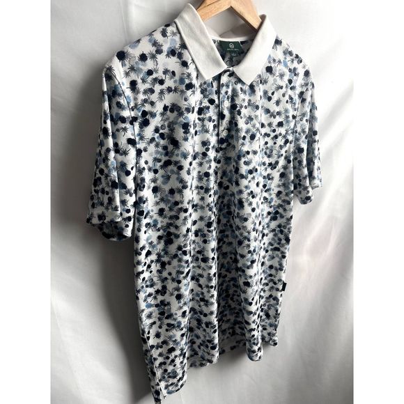 AG Mens Green Label Parkway Performance Regular Fit Polo Shirt Size L Floral - Picture 4 of 10